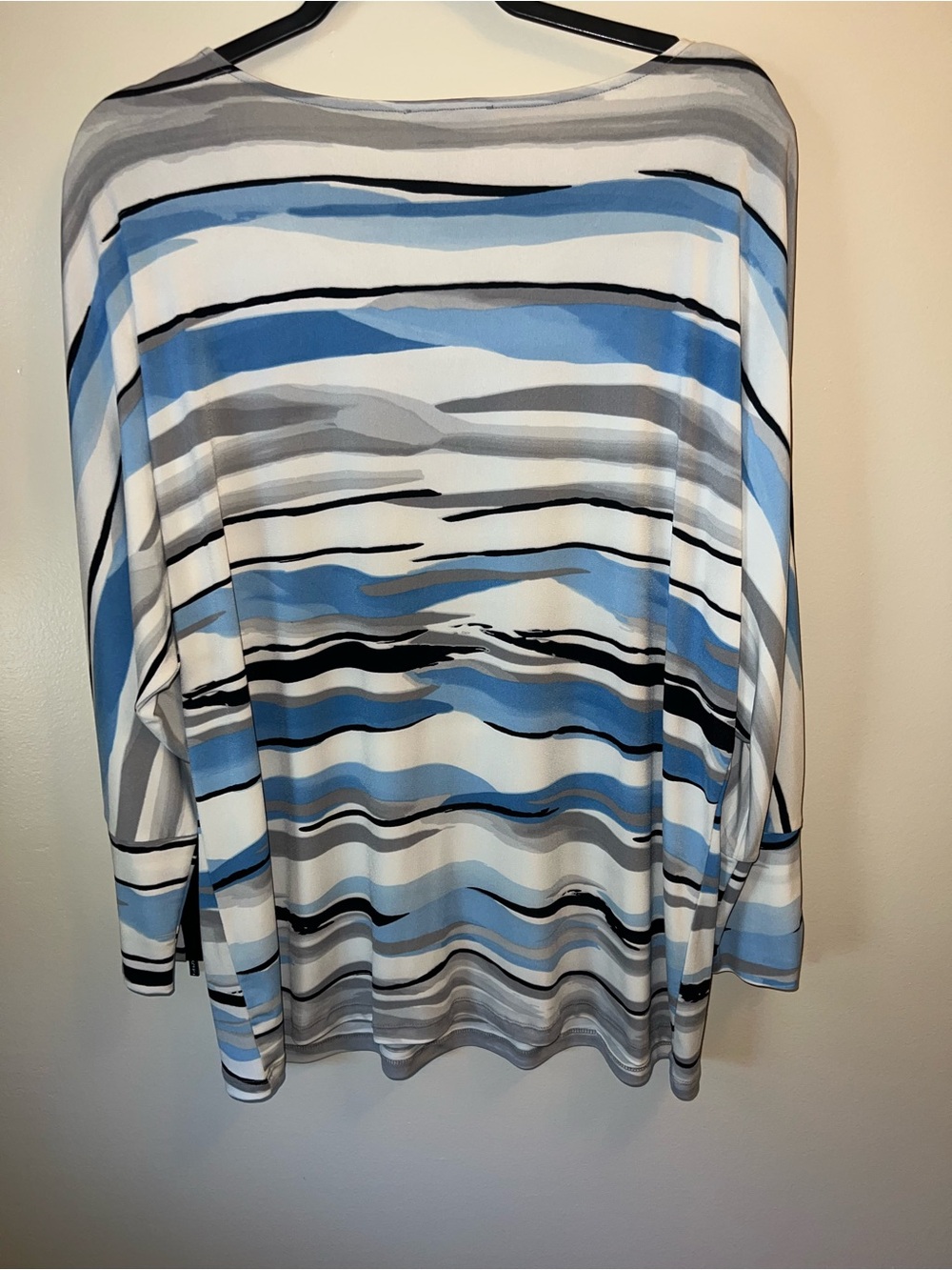 Calvin Klein Scoop Neck Striped Tunic in Blue, White & Black - Picture 3 of 3